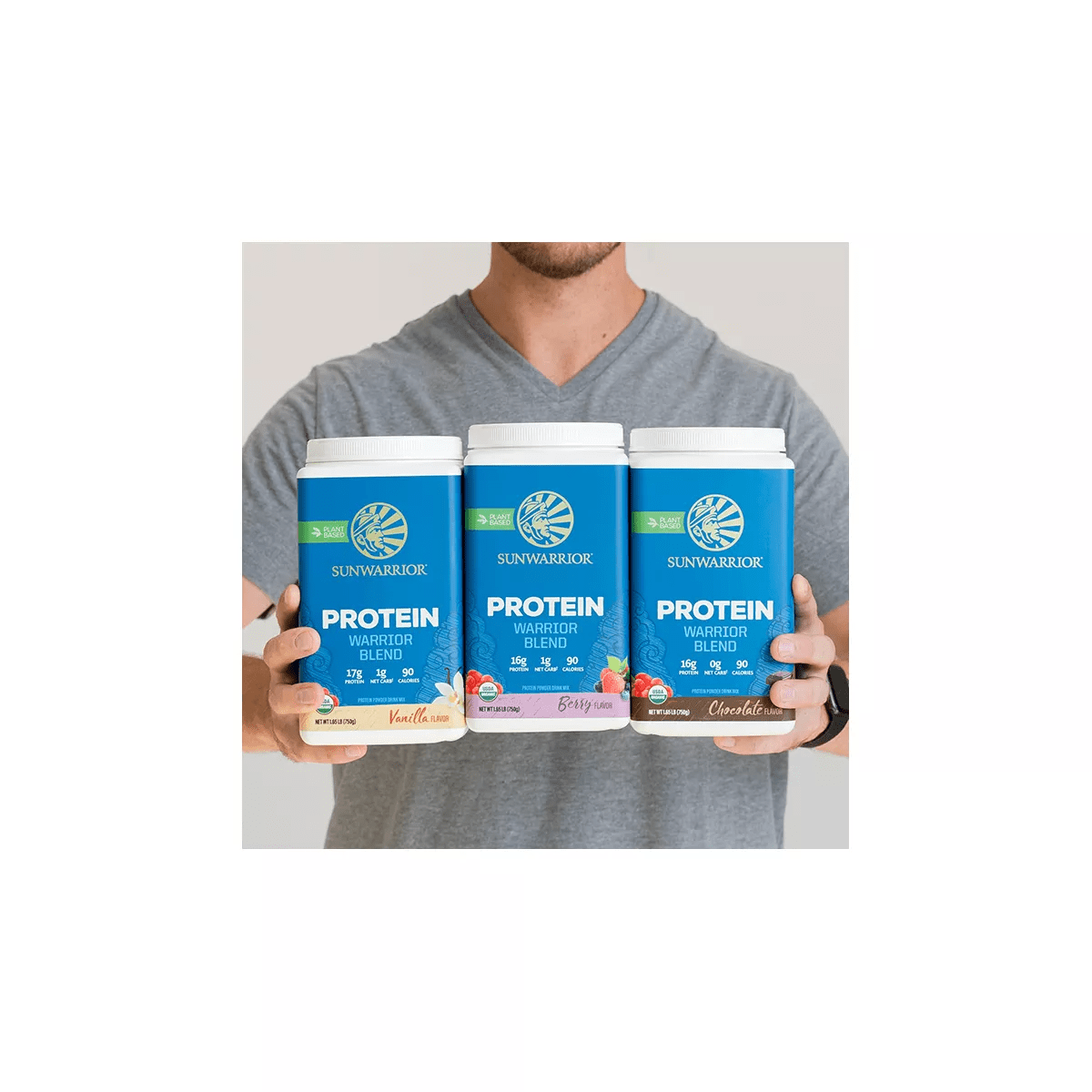 Warrior Blend Protein, Vegan Plant-Based Organic Protein Powder, Chocolate, Sunwarrior, 750Gm (30 Servings) - Image 8