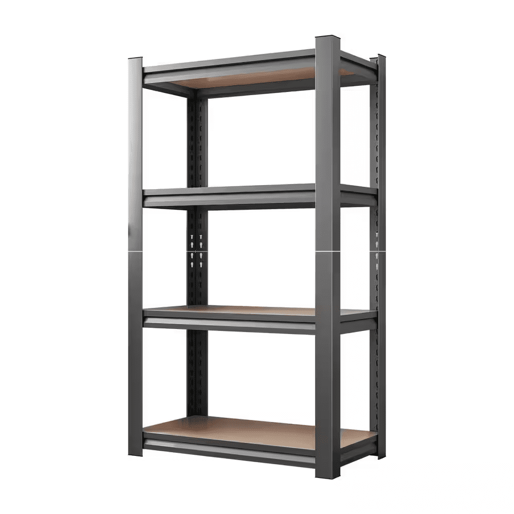 4-Shelf Metal Storage Rack, Heavy Duty Shelving Unit with Wooden Adjustable Shelf for Kitchen Garage Supermarket - Image 8