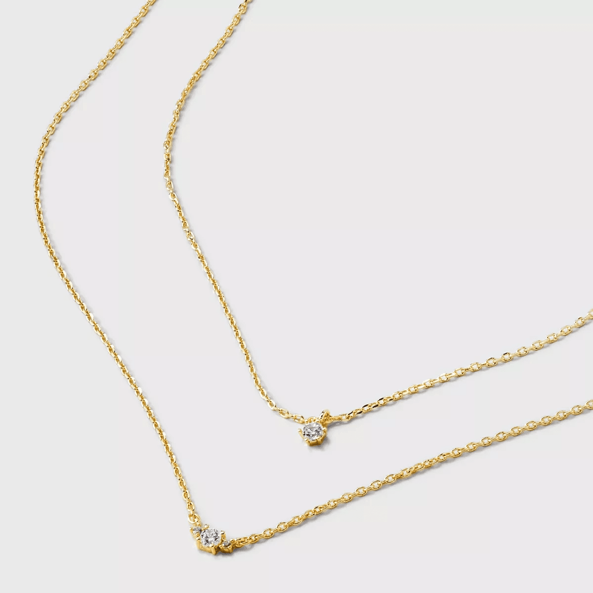 14K Gold Plated Triple Cubic Zirconia Layered Necklace - a New Day™ Gold: Lobster Claw Clasp, 16" Length - Image 4