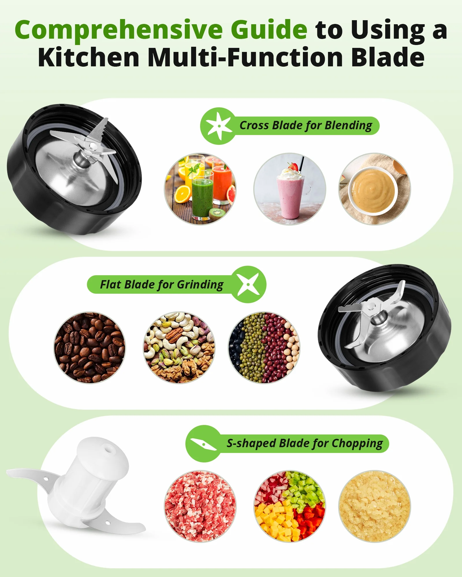 Countertop Blender Food Processor Combo, 4 in 1 Kitchen Electric Blender/Grinder/Chopper,New - Image 7