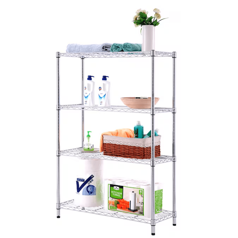 4 -Tier Chrome Metal Utility Shelving Unit with Wire Shelves ( 35.7-In W X 14-In D X 53-In H ) - Image 16
