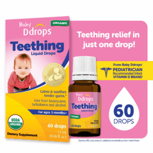 Baby  Liquid Organic Teething Relief Drops - Homeopathic Remedy for Gum Comfort, 0.06 Fl Oz