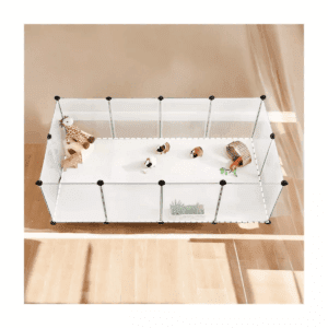 Pet Playpen with Floor, Dog Kennel, Small Animal Pen, Pet Fence Cages Indoor, DIY Plastic Enclosure for Hamsters, Rabbits, 56.3 X 28.7 X 18.1 Inches