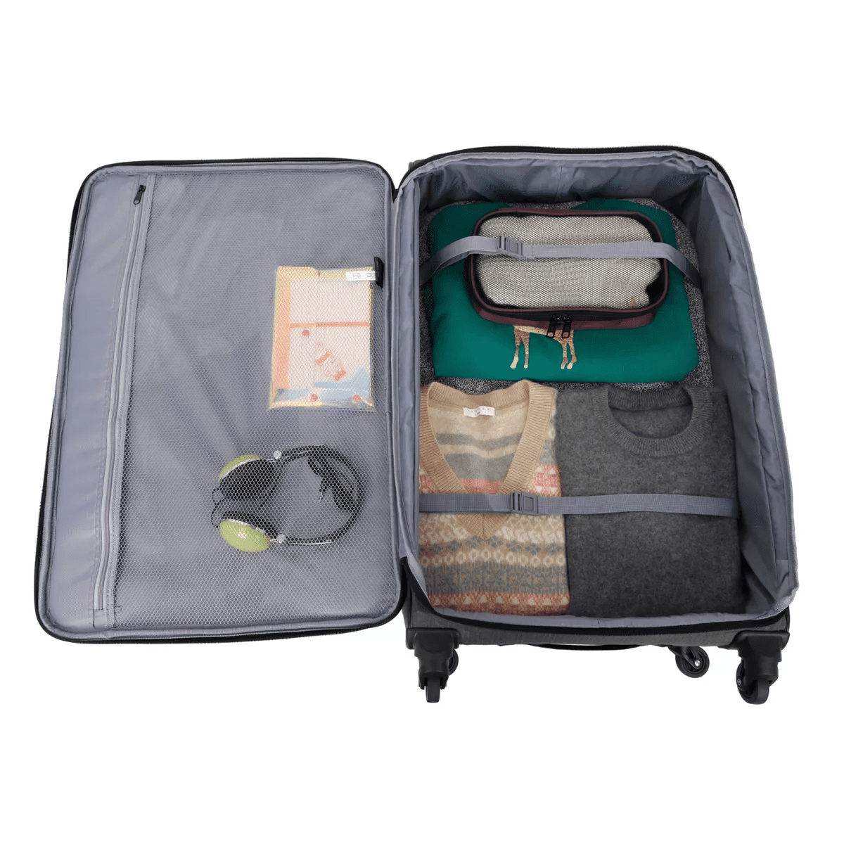 Skyline Softside Large Checked Spinner Suitcase - Gray Heather: Expandable Spinner - Image 8