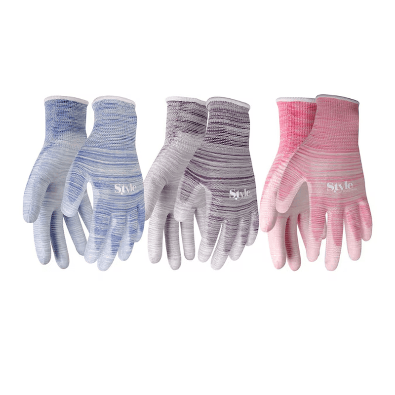 Medium Polyurethane Dipped Polyester Gardening Gloves 3 -Pairs