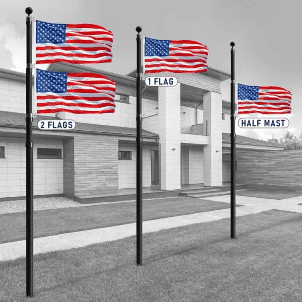 30.16 Ft. Aluminum Telescoping Flagpole with 3 Ft. X 5 Ft. US Flag - Image 3