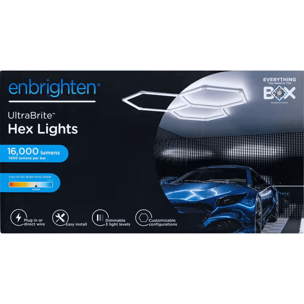 Ultrabrite Hex Lights 16Pack 6.5 Inch/1.45Ft Integrated LED Strip Light Fixture White Dimmable 16000Lm 5000K Wall Remote - Image 7