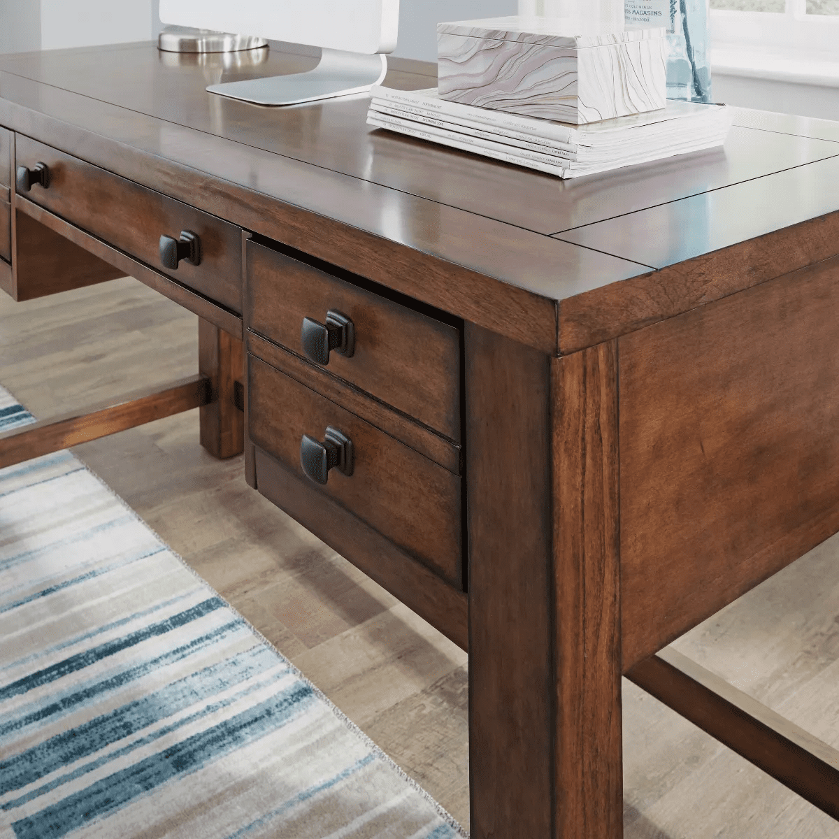 Tahoe Executive Writing Desk - Aged Maple - Home Styles: Mid-Century Modern, Hardwood Frame, Drawer Storage - Image 16