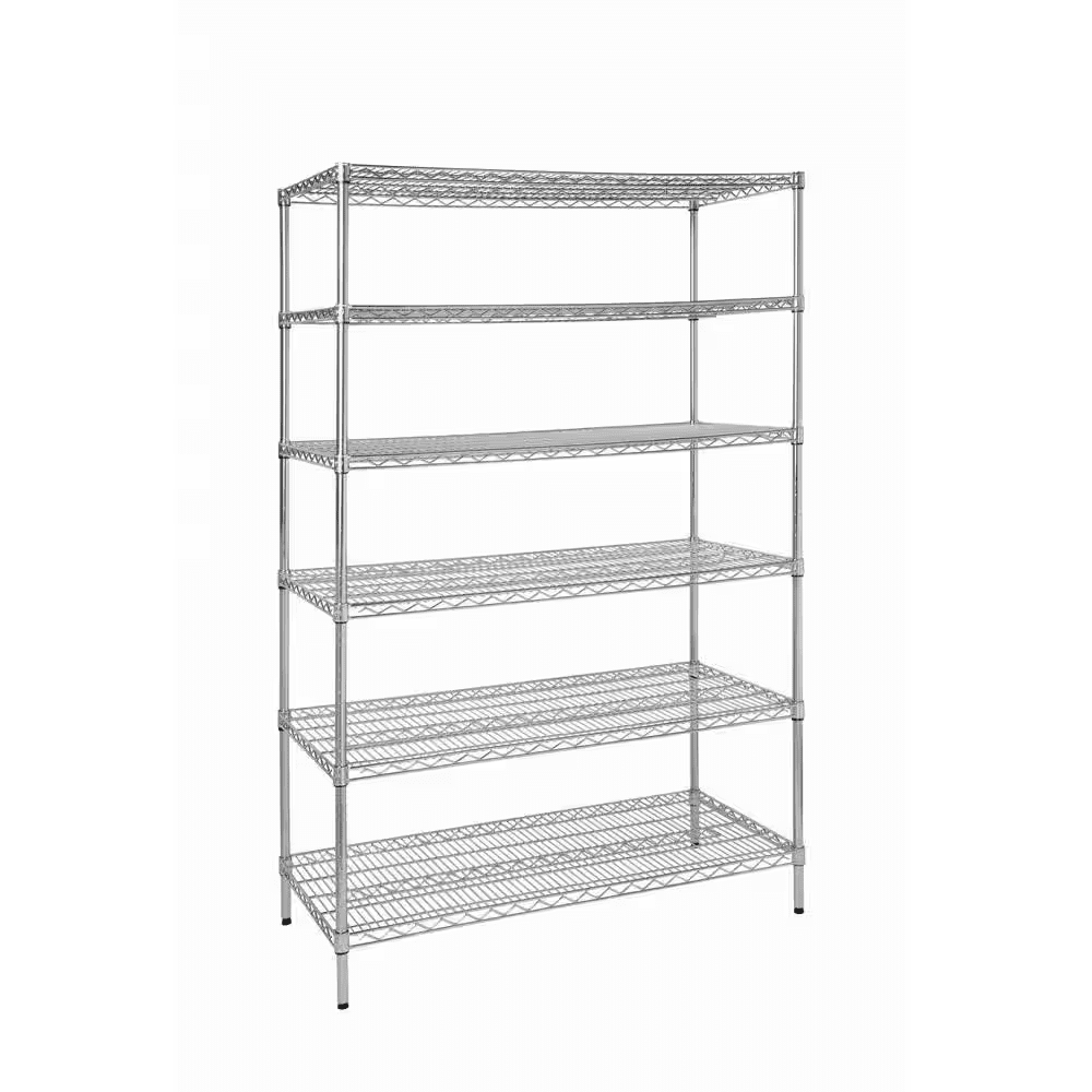 6-Tier Commercial Grade Heavy Duty Steel Wire Shelving Unit in Chrome (48 In. W X 72 In. H X 24 In. D)