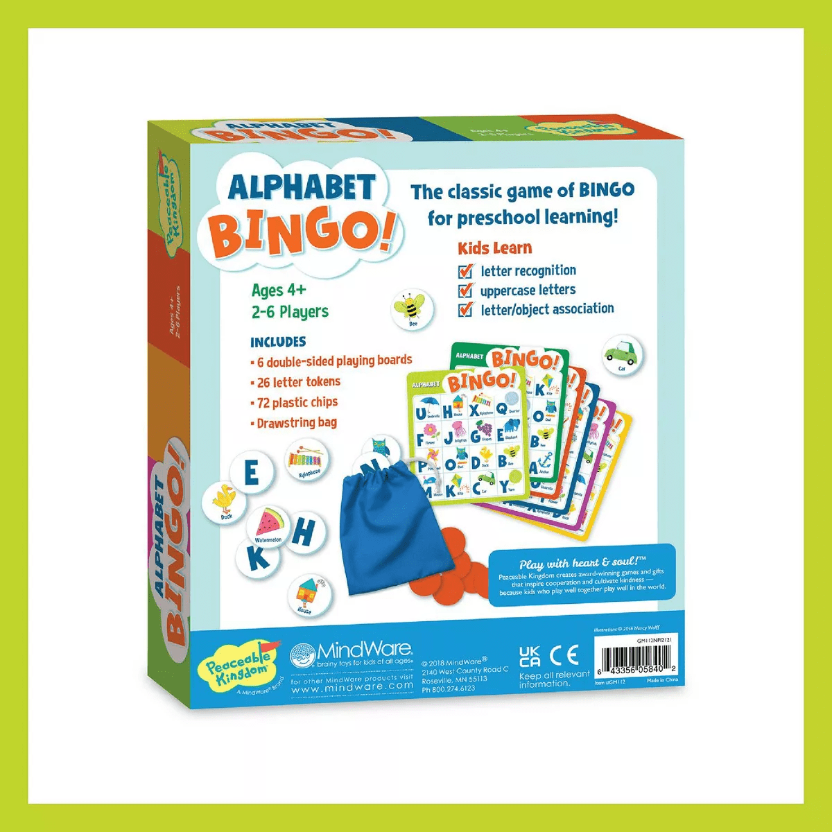 Alphabet Bingo Peaceable Kingdom Board Game — Ages 4+ - Image 4