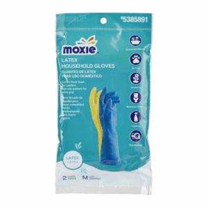 Medium 4 -Count Embossed -Grip Latex Reusable Cleaning Gloves 2 -Pairs