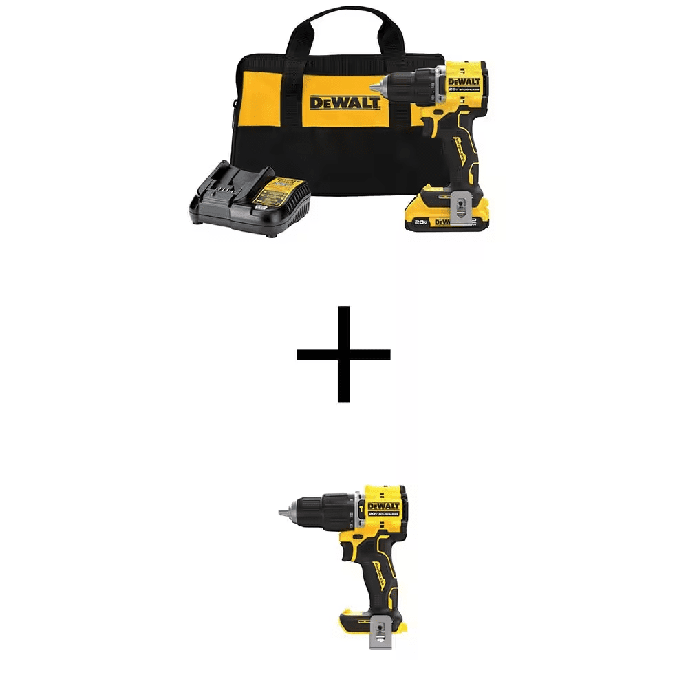 ATOMIC 20-Volt Lithium-Ion Cordless Compact 1/2 In. Drill/Driver Kit and 1/2 In. Hammer Drill with 2Ah Battery & Charger