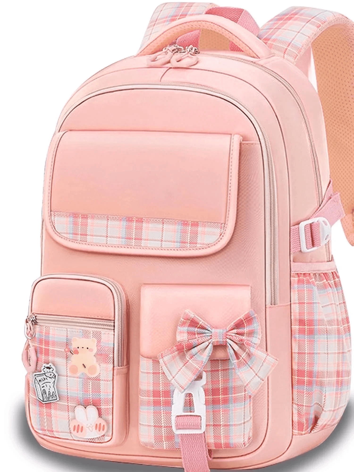 Girls School Backpacks,Fashion School Bag for Kids Teens,30L Waterproof Students Bookbags for Elementary Middle,Pink