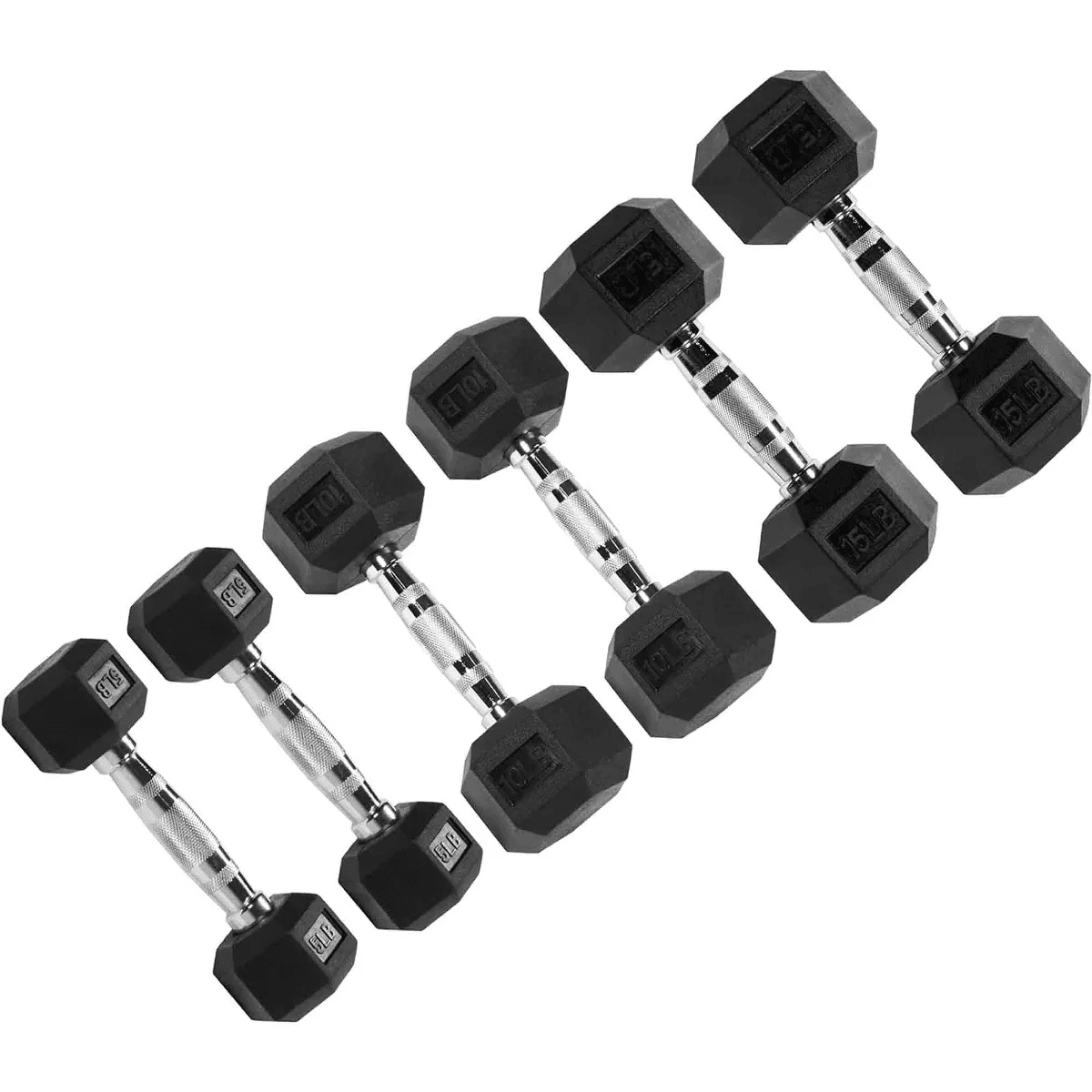 Signature Fitness Hex Dumbbells Non-Slip Free Weights Full Body Strength Training Home Gym Workout Equipment Set - Image 10