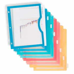 U Brands 8 Tab Clear View Single Pocket Dividers Brights: Polypropylene File Organizers, Office Supplies, Multicolored