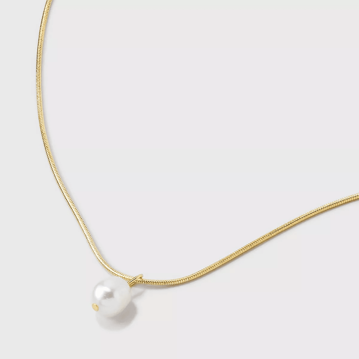 14K Gold Plated Freshwater Pearl on Snake Chain Necklace - a New Day™ Gold: Lobster Claw Clasp, 16-19" Length - Image 4