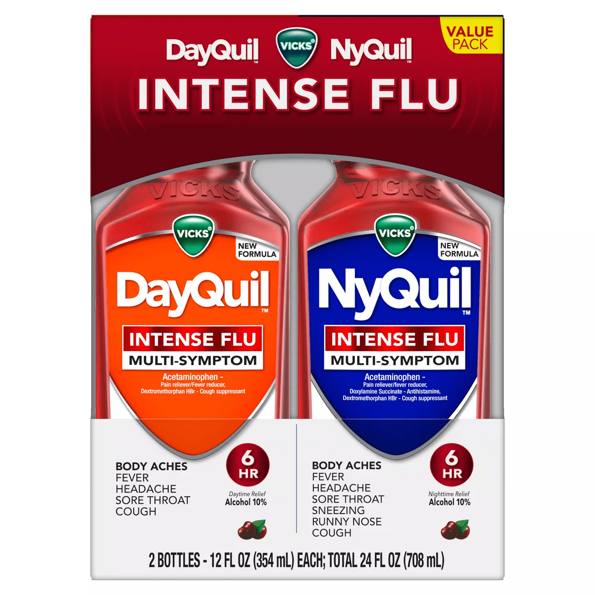 Vicks Intense Flu Warming Combo Syrup - Acetaminophen - Black Cherry - 24 Fl Oz - Image 11