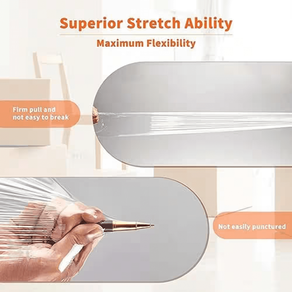 4-Pack Stretch Wrap with Handles 5 X 1000 Ft. 60-Gauge Heavy Duty Thick Plastic Wrap Roll for Moving Packing Wrapping - Image 5