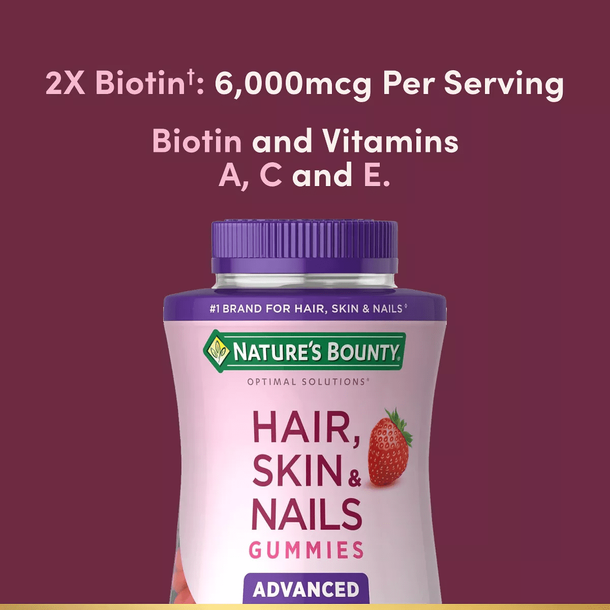Nature'S Bounty Optimal Solutions Advanced Hair, Skin & Nails Gummies with Biotin - 80Ct - Image 6