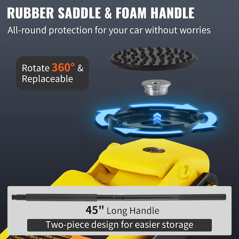 Yellow 3-Ton Steel Hydraulic Floor Jack - Image 6