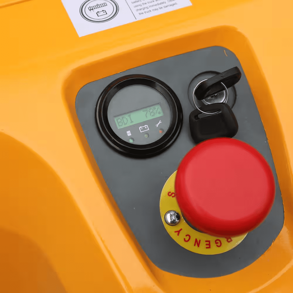 220 In. Lift Height 3300 Lbs. Curtis Control Full Electric Pallet Stacker Straddle Walkie Forklift 24V/200AH GEL Battery - Image 6