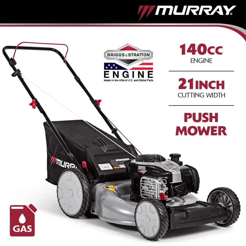21 In. 140 Cc Briggs and Stratton Walk behind Gas Push Lawn Mower with Height Adjustment and with Mulch Bag