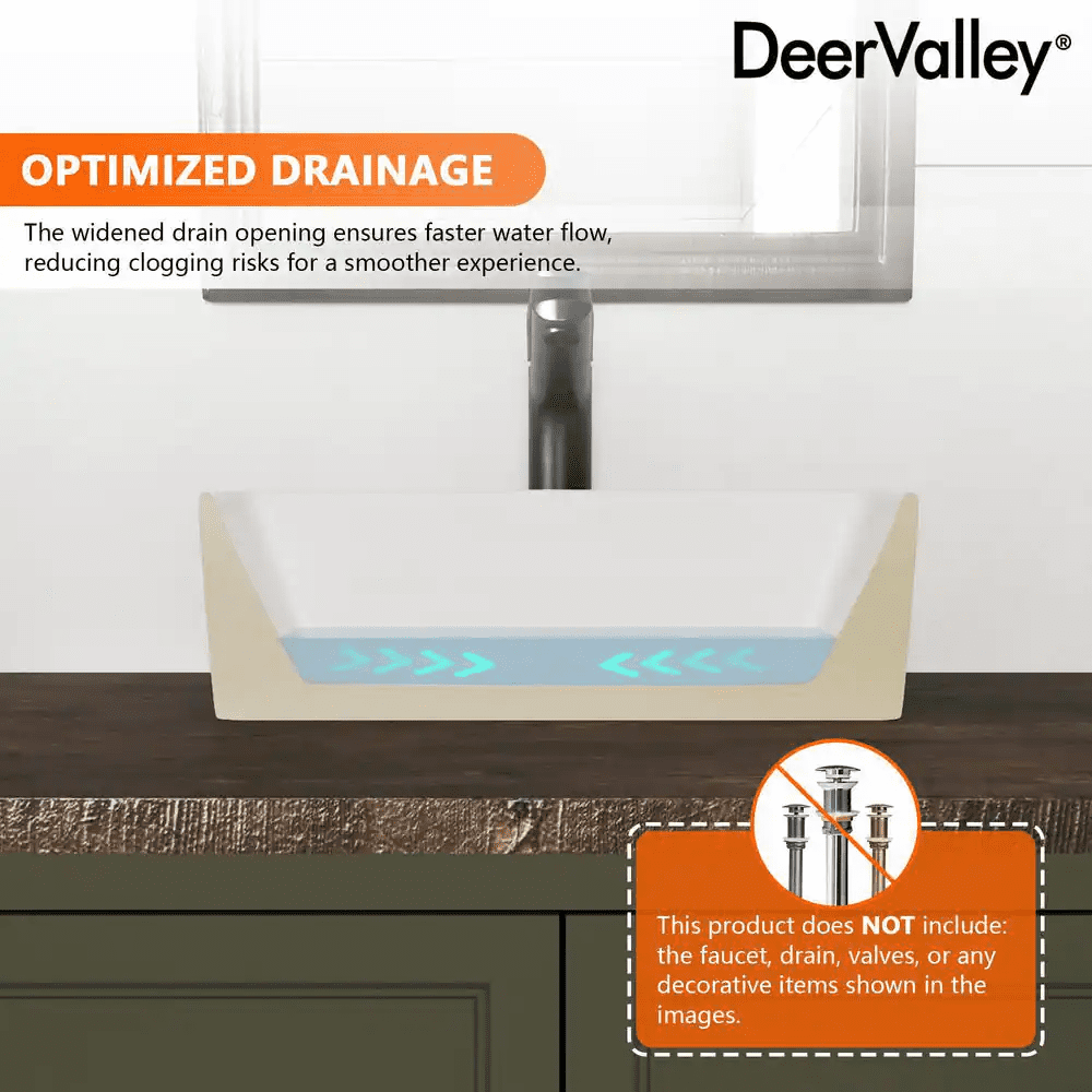 Liberty 16 In.X 12 In. Vessel Bathroom Sink in White Ceramic, Faucet Not Included - Image 8