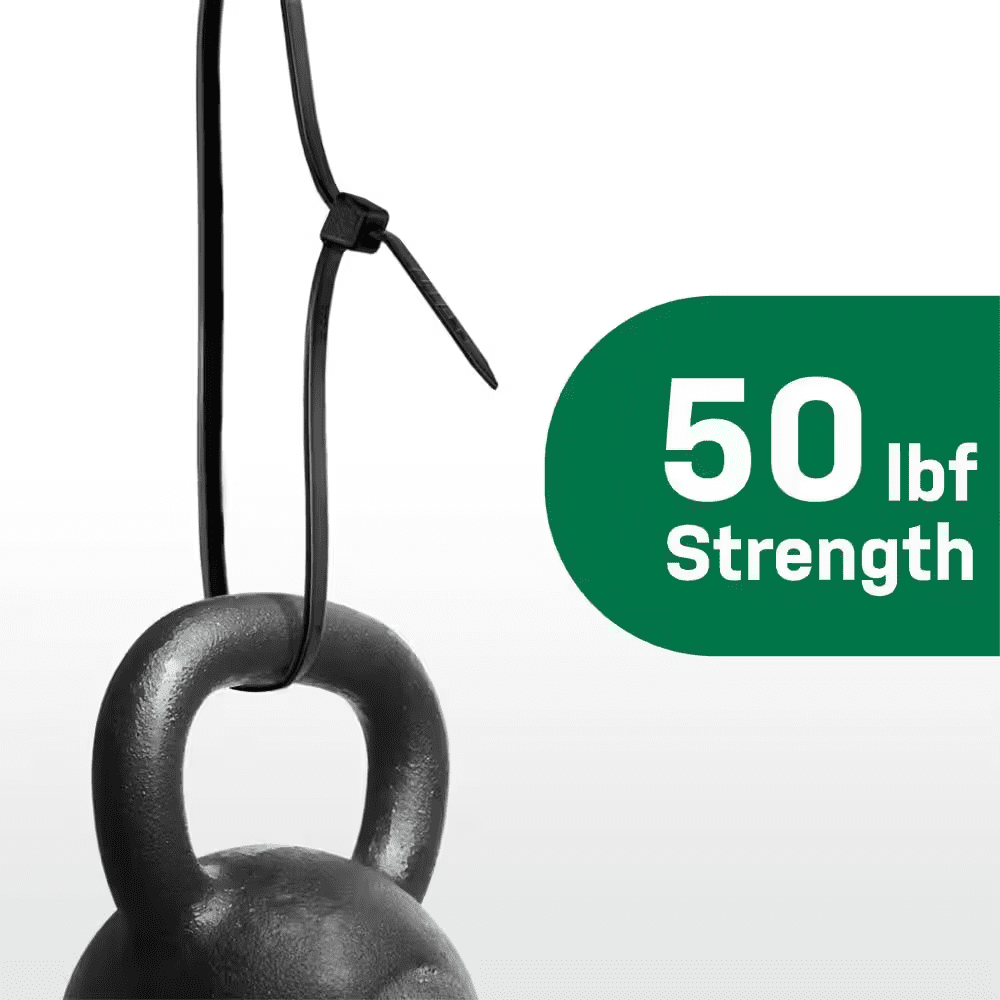 8In Standard 50Lb Tensile Strength UL 21S Rated Cable Zip Ties 100 Pack UV (Black) - Image 4
