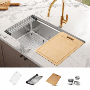 Renaro Undermount 31-In X 19-In Stainless Steel Single Bowl 16 -Gauge Workstation Kitchen Sink