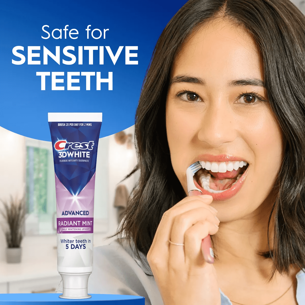 Crest 3D White Advanced Teeth Whitening Toothpaste, Radiant Mint - Image 4