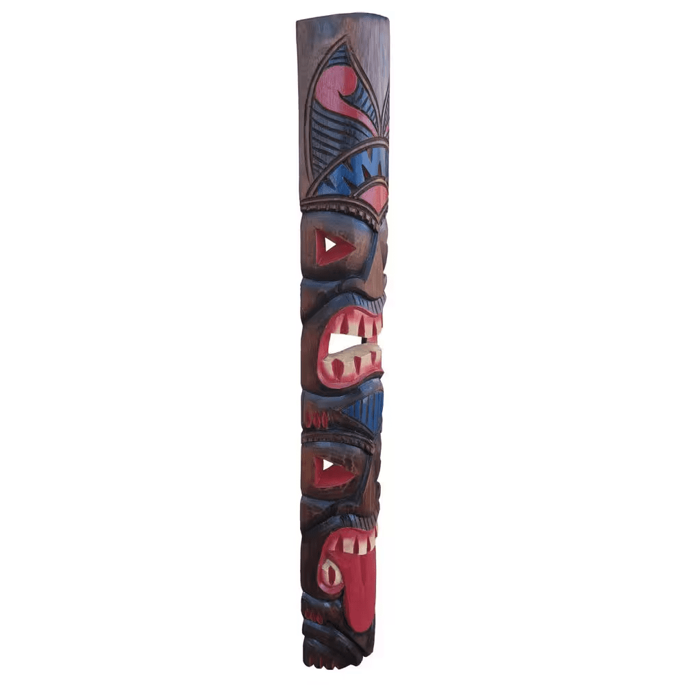 40 In. Tiki Mask Totem Tongue Hawaiian Garden Decoration - Image 3