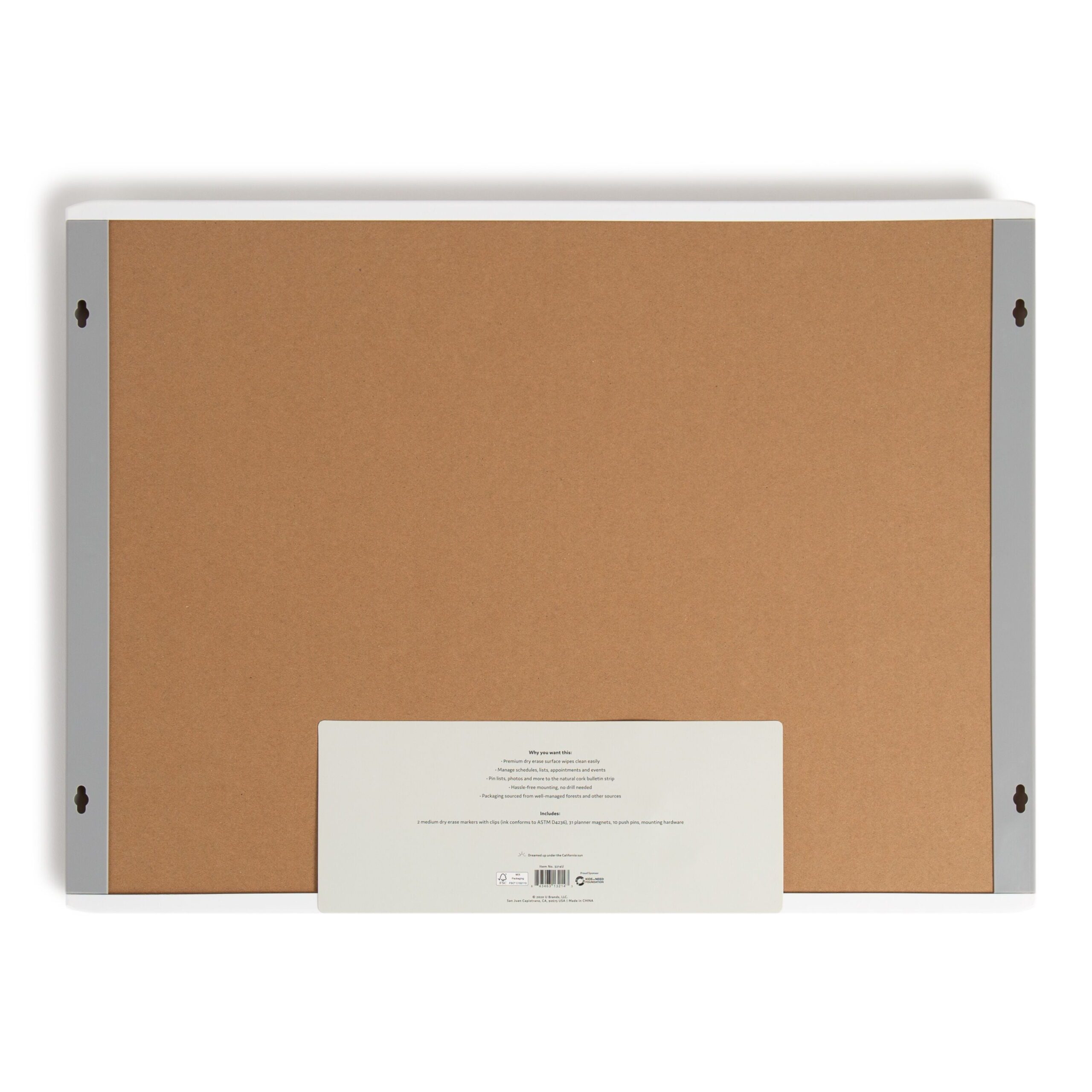 17 X 23 In. 3-In-1 Dry Erase Calendar Whiteboard, White and Gray - Image 6