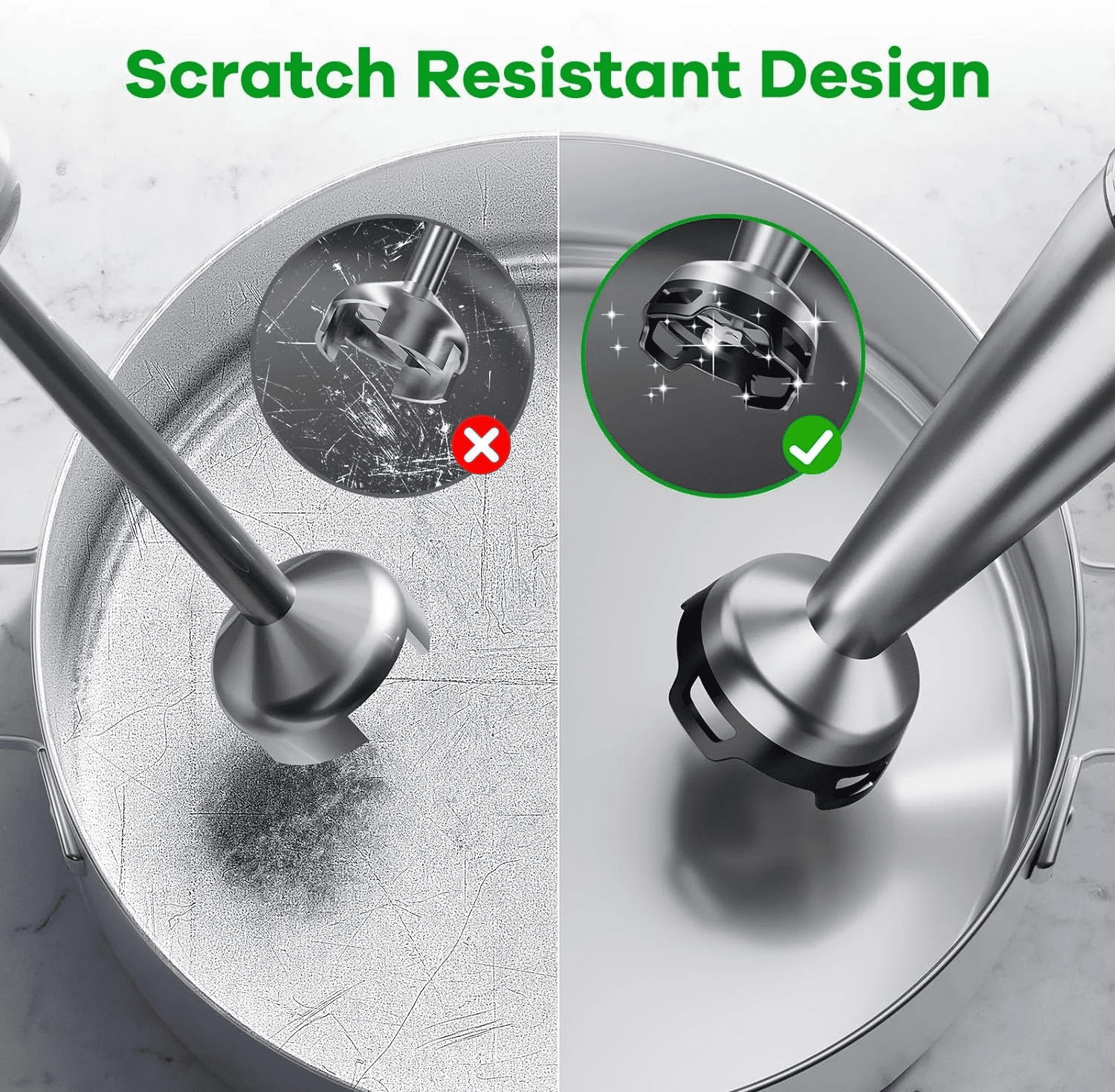 Immersion Blender Handheld Corded Hand Blenders Set 1100W,Trigger Variable Speed 5 in 1 Stick Emulsifier with Chopper,Whisk and Frother for Kitchen - Image 5