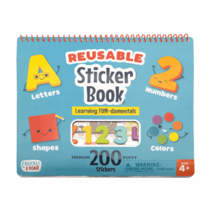 Reusable Sticker Learning & Activity Book with 200 Premium Puffy Stickers - Chuckle & Roar