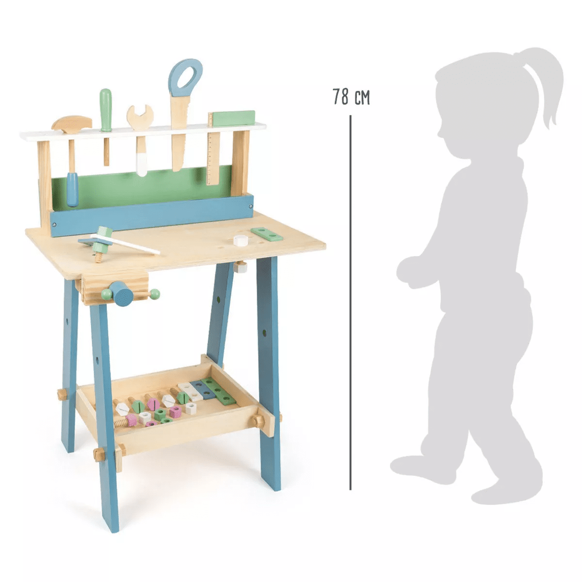 Small Foot Wooden Toys Premium Nordic Workbench: Includes 30 Pieces, Educational Toy Tools & Accessories - Image 6