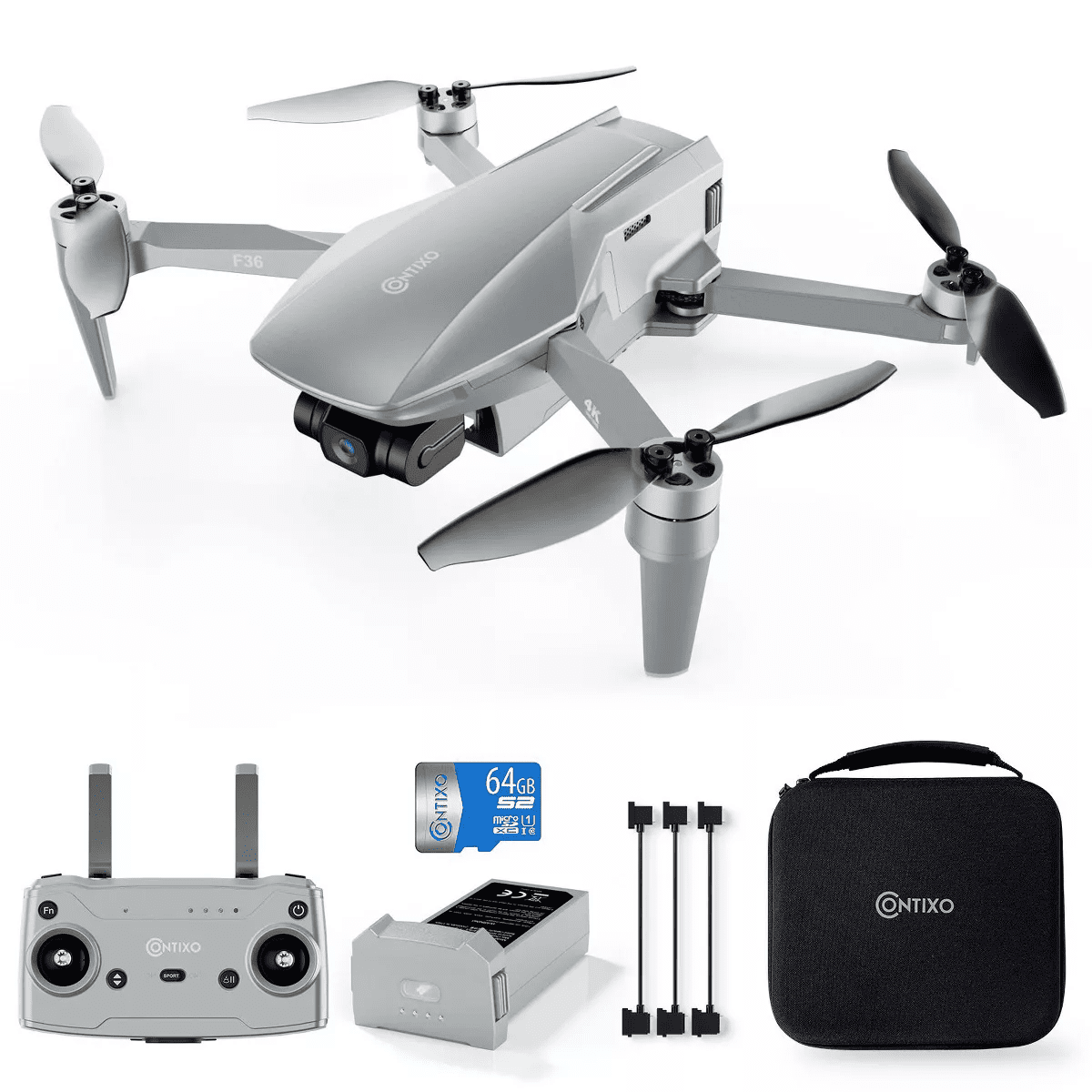 Contixo F36 GPS Drone 4K Camera, 3-Axis Gimbal, 25 Min Flight, 2-Mile Range, Foldable, Brushless, Follow Me, One-Key Return