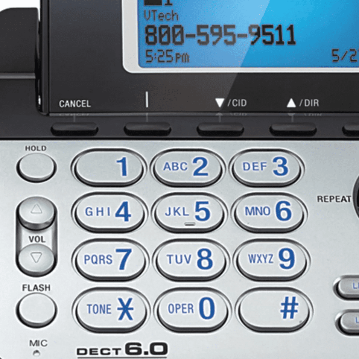 Vtech® 2-Line 1-Handset DECT 6.0 Expandable Cordless Phone System for Landline, Dual Digital Answering System, Speakerphone, and Dual Keypad in Black - Image 4