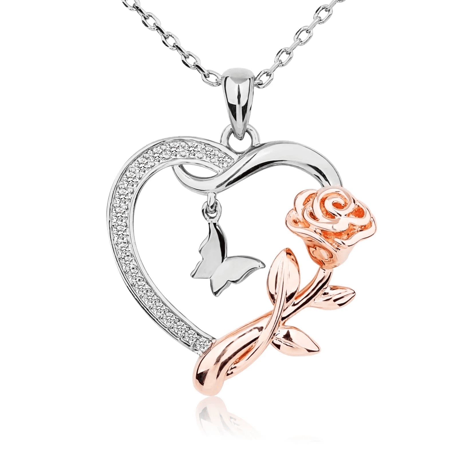 Heart Necklace for Women 14K Gold Plated CZ Romantic Rose and Butterfly Jewelry Gift for Women Birthday Valentine'S Day - Image 10