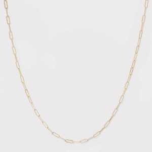 Paper Clip Chain Short Necklace - a New Day™ Gold: Brass Collar Necklace with Lobster Claw Clasp, 16" Length