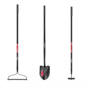 3-Piece Fiberglass Essential Lawn and Garden Tool Set with Grip (Bow Rake, Digging Shovel and Garden Hoe)