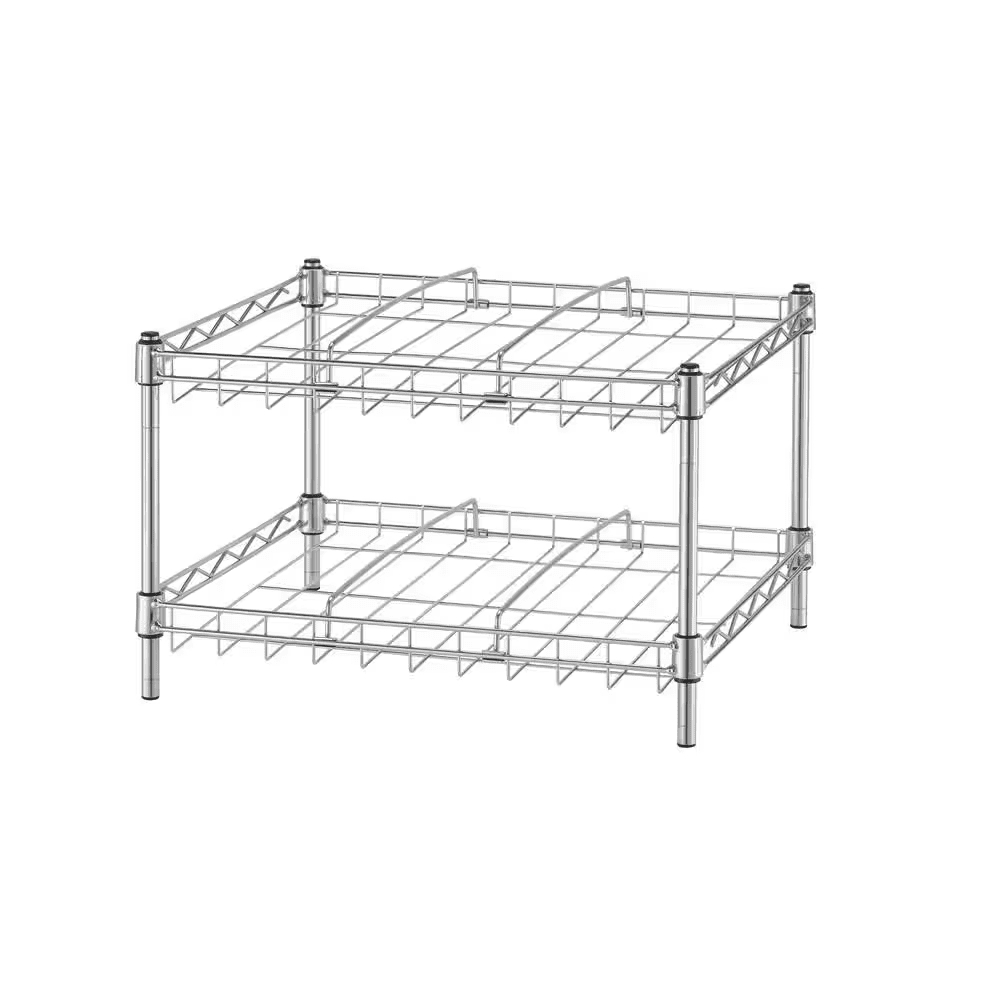 2-Shelf Can Organizer with Adjustable Dividers in Chrome - Image 3