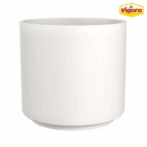 15.6 In. Eloise Large Modern White Ceramic Cylinder Planter (15.6 In. D X 15 In. H) with Drainage Hole