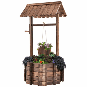Outdoor Fir Wishing Well Bucket Flower Plants Planter Patio Garden Home Decor