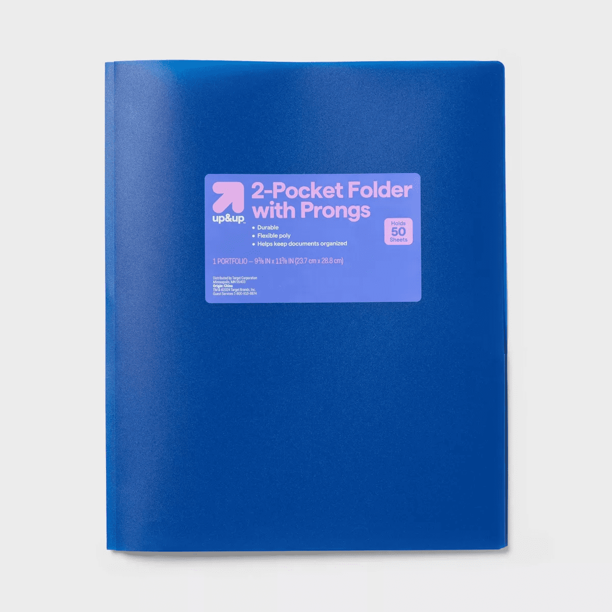 2 Pocket Plastic Folder with Prongs - Up&Up