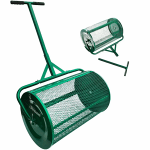 24 In. Handheld Metal Basket Lawn and Garden Topdressing Rolling Yard Spreader