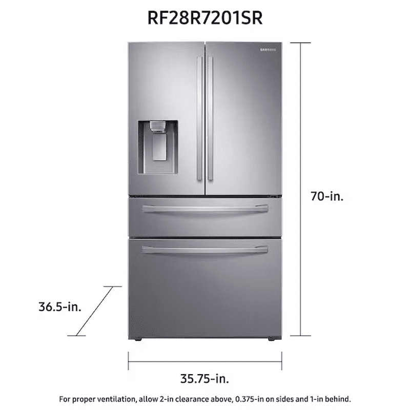 Standard-Depth with Flexzone Drawer 28-Cu Ft 4 -Door 36-In Wide Smart Compatible French Door Refrigerator with Ice Maker with Water and Ice Dispenser ( Fingerprint Resistant Stainless Steel ) ENERGY STAR Certified - Image 8