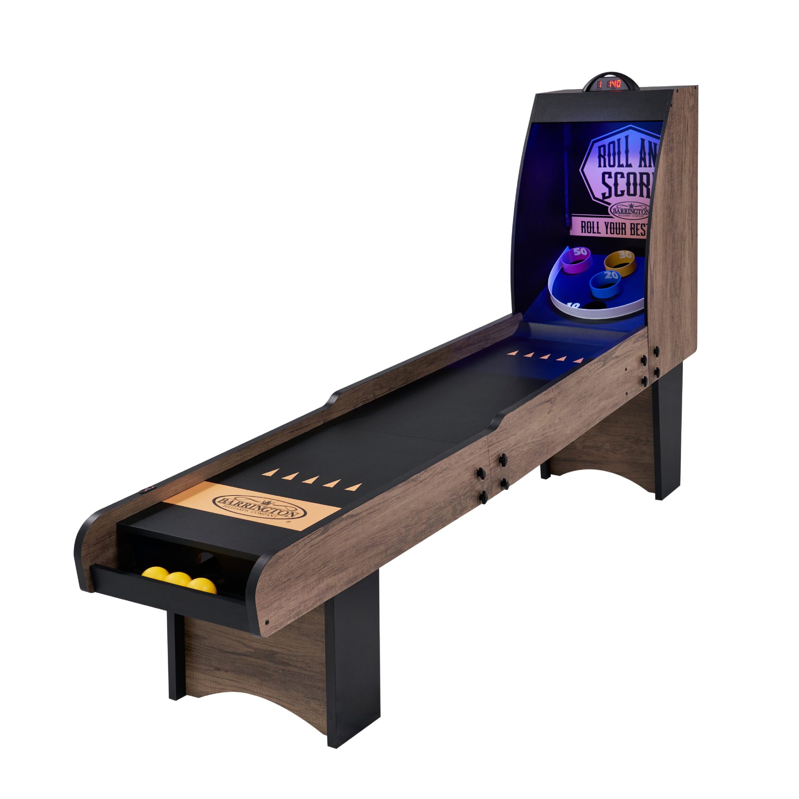 7.3 Ft. Roll and Score 2-Player Arcade Game with Electronic Scoring and Ball Return System, Brown, by - Image 8