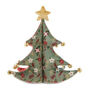 17.5" X 14" Floral Christmas Tree Decorative Pillow, Green, White, and Red, by