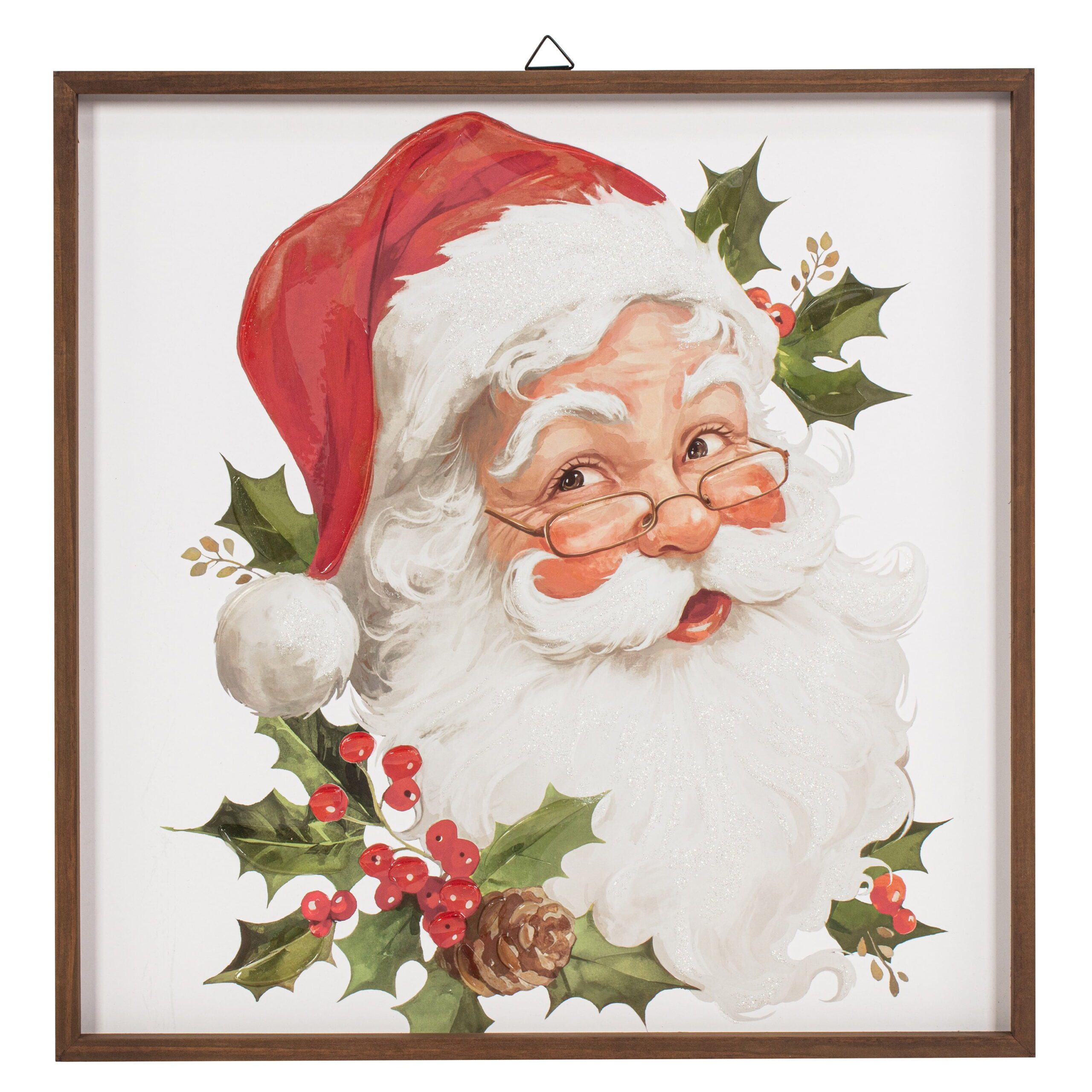 Mistletoe Santa Framed Transitional Christmas Wall Art, 22" X 22", by