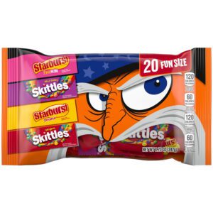 Mixed Skittles & Starburst Fun Size Chewy Halloween Candy Variety Pack, 20 Count Bulk Bag